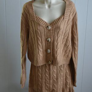 NWOT - Mittoshop - Cable knit cardigan and matching mini skirt set - Size Large
